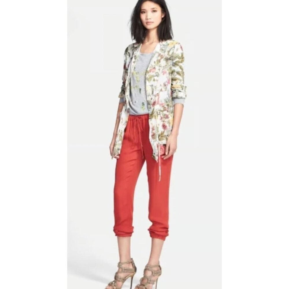 NWT Haute Hippie Cerise Slim Silk Drawstring Jogger Pants Red Sz M $375 [jb]